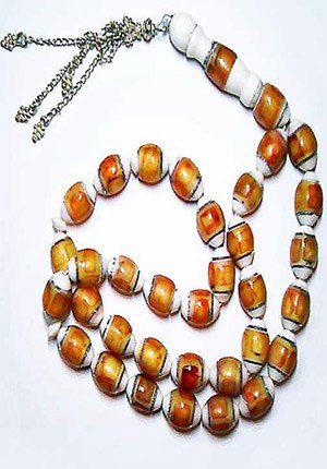Tisbah Beads - Prayer Beads - 33 - Camel Bone - Amber/Silver Tones
